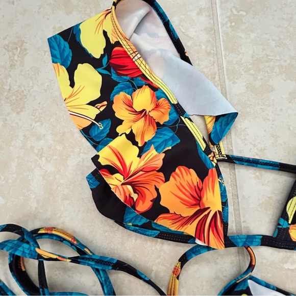 Floral Ruffle Wrap Bikini - Picture 3 of 5